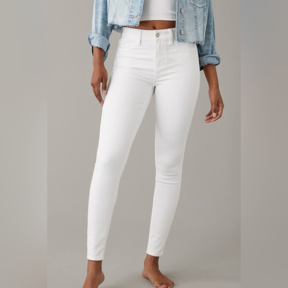 American Eagle white denim skinny jeans 00
